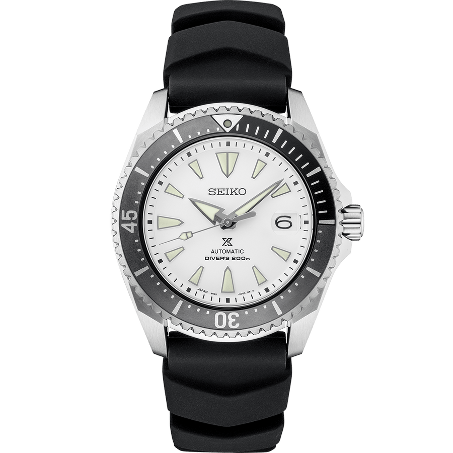 Seiko Shogun Prospex Titanium Divers Automatic White Dial Black Rubber Strap Watch For Men - SPB191J1