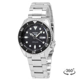 Seiko 5 Sports Automatic Day Date Black Dial Silver Steel Strap Watch for Men - SRPD55K1