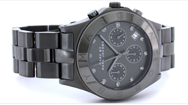 Marc Jacobs Blade Chronograph Black Dial Black Steel Strap Watch for Women - MBM3103