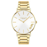 Coach Perry White Dial Gold Steel Strap Watch for Women - 14503345