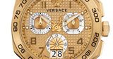 Versace Dylos Chronograph Gold Dial Gold Steel Strap Watch for Men - VQC040015