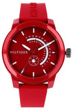 Tommy Hilfiger Denim Quartz Red Dial Red Rubber Strap Watch for Men - 1791480