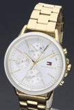 Tommy Hilfiger Carly White Dial Gold Steel Strap Watch for Women - 1781786