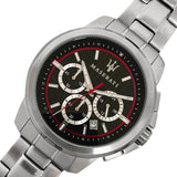 Maserati Successo Chronograph Black Dial Silver Steel Strap Watch For Men - R8873621009