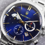 Maserati Ricordo Chronograph Blue Dial Silver Steel Strap Watch For Men - R8873633001