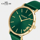 Coach Green Dial Green Leather Strap Watch for Women - 14503383