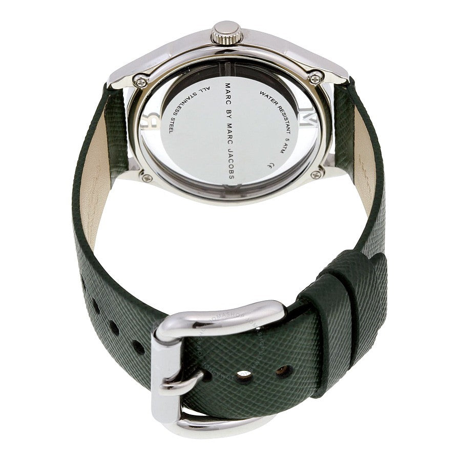 Marc Jacobs Tether Transparent Green Dial Green Leather Strap Watch for Women - MBM1378