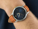 Fossil The Minimalist 3H Blue Dial Brown Leather Strap Watch for Men - FS5499