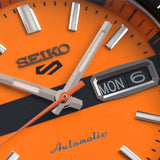 Seiko 5 Sports Double Hurricane Retro Orange Dial Silver Steel Strap Watch For Men - SRPK11K1