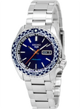 Seiko 5 Sports Petrol Blue Checker Flag Special Edition Blue Dial Silver Steel Strap Watch For Men - SRPK65K1