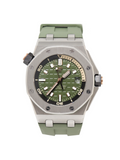 Audemars Piguet Royal Oak Offshore Diver Green Dial Green Rubber Strap Watch for Men - 15720ST.OO.A052CA.01