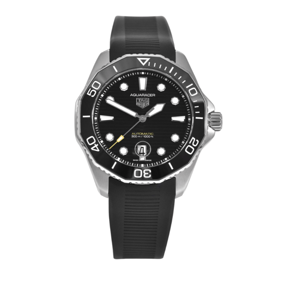 Tag Heuer Aquaracer Professional 300 Automatic Black Dial Black Rubber Strap Watch for Men - WBP201A.FT6197