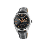 Tag Heuer Carrera Day Date Black Dial Black Leather Strap Watch for Men - WBN2013.FC6503