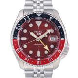 Seiko 5 Sports Thong Sia Limited Edition Red Dial Silver Steel Strap Watch For Men - SSK031K1