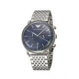 Emporio Armani Aviator Chronograph Blue Dial Silver Steel Strap Watch For Men - AR11238