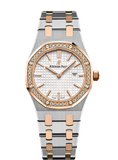 Audemars Piguet Royal Oak Quartz Diamonds White Dial Two Tone Steel Strap Watch for Women - 67651SR.ZZ.1261SR.01