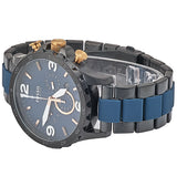 Fossil Nate Chronograph Blue Dial Two Tone Steel Strap Watch for Men - JR1494