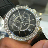Swarovski Citra Sphere Chronograph Black Dial Black Leather Strap Watch for Women - 5027131