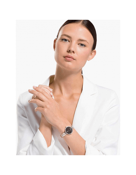 Swarovski Cosmopolitan Black Dial Rose Gold Steel Strap Watch for Women - 5517797