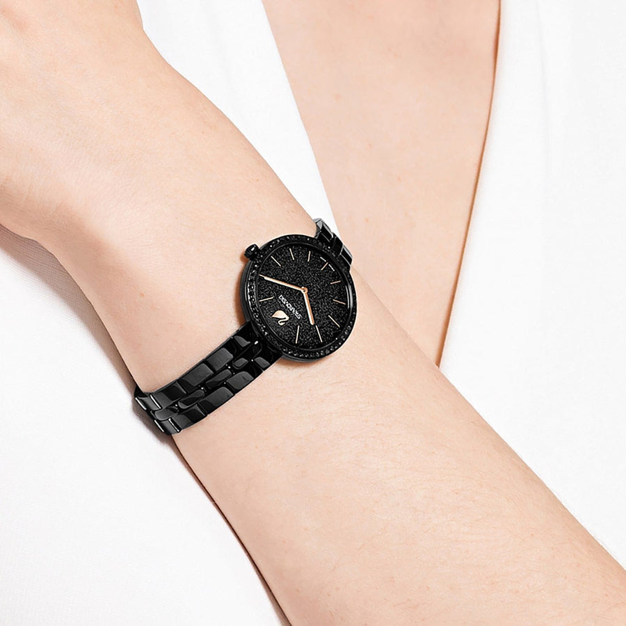 Swarovski Cosmopolitan PVD Black Dial Black Steel Strap Watch for Women - 5547646