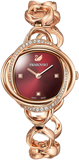 Swarovski Crystal Flower Red Dial Rose Gold Steel Strap Watch for Women - 5552783