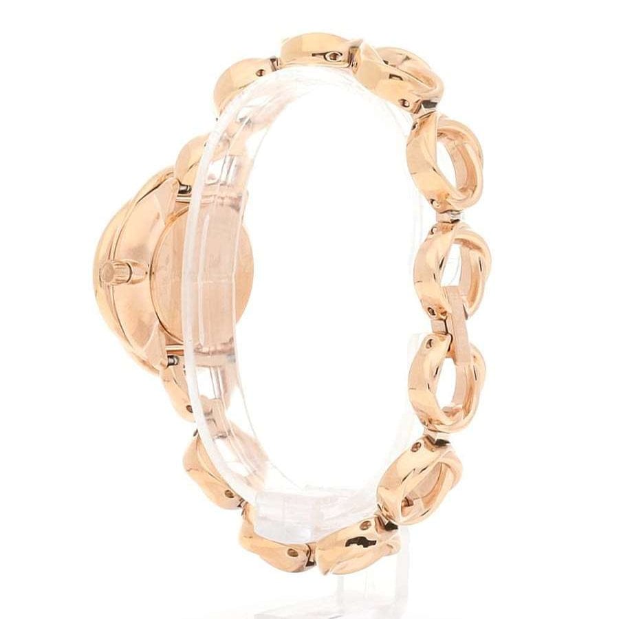 Swarovski Crystal Flower Red Dial Rose Gold Steel Strap Watch for Women - 5552783