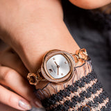 Swarovski Crystal Flower Silver Dial Rose Gold Steel Strap Watch for Women - 5547626