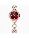 Swarovski Crystal Flower Red Dial Rose Gold Steel Strap Watch for Women - 5552783