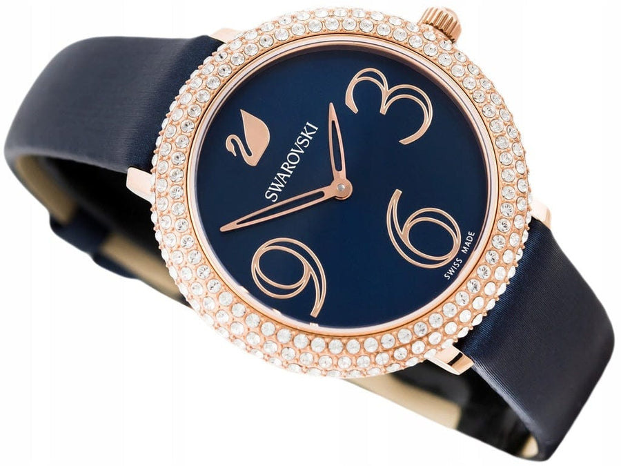 Swarovski Crystal Frost Blue Dial Blue Leather Strap Watch for Women - 5484061
