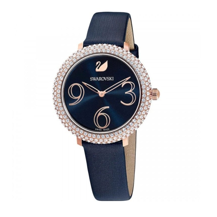 Swarovski Crystal Frost Blue Dial Blue Leather Strap Watch for Women - 5484061