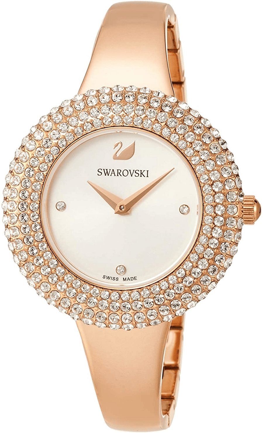 Swarovski Crystal Rose Silver Dial Rose Gold Steel Strap Watch for Women - 5484073