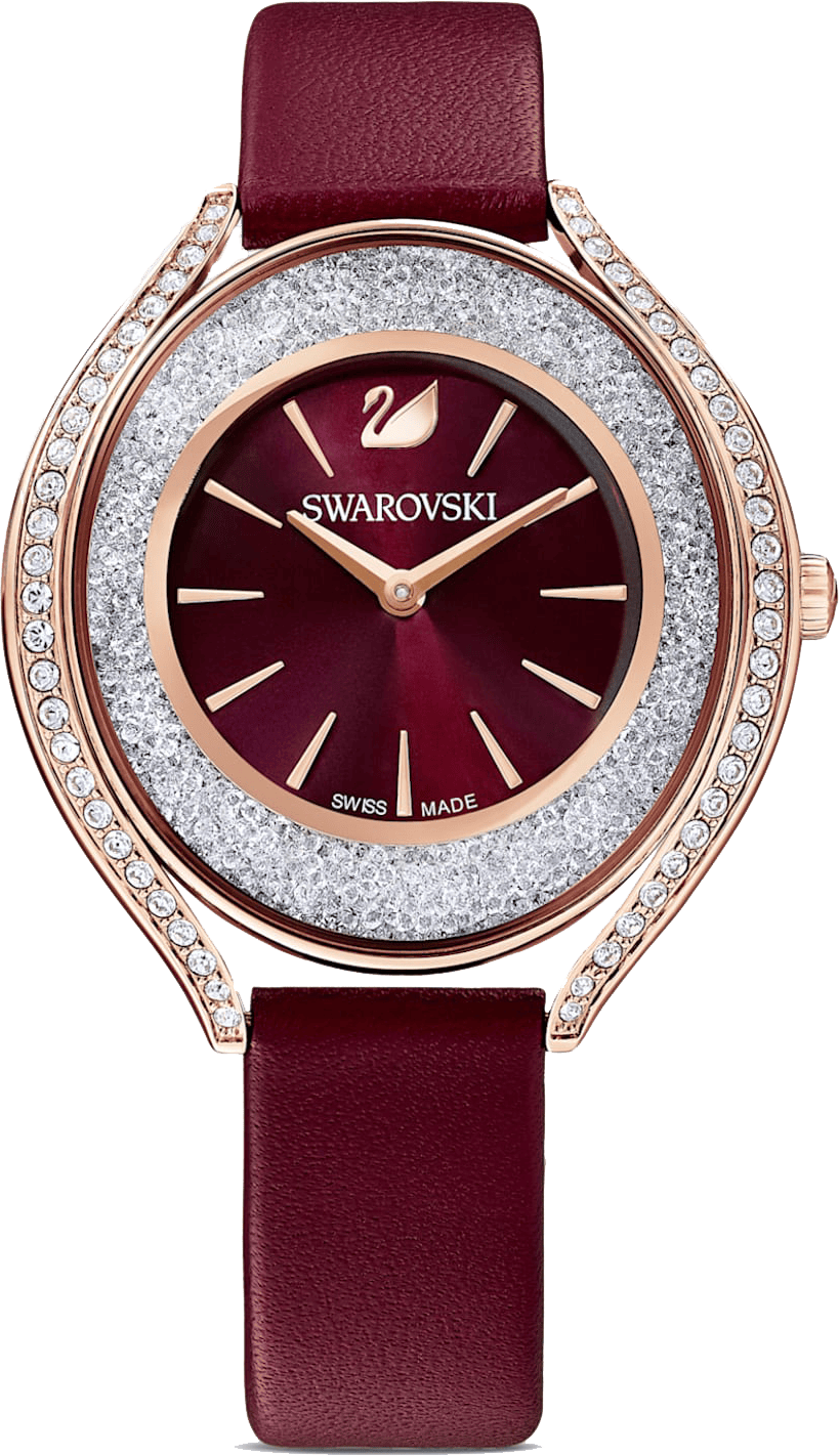 Swarovski Crystalline Aura Red Dial Red Leather Strap Watch for Women - 5558637