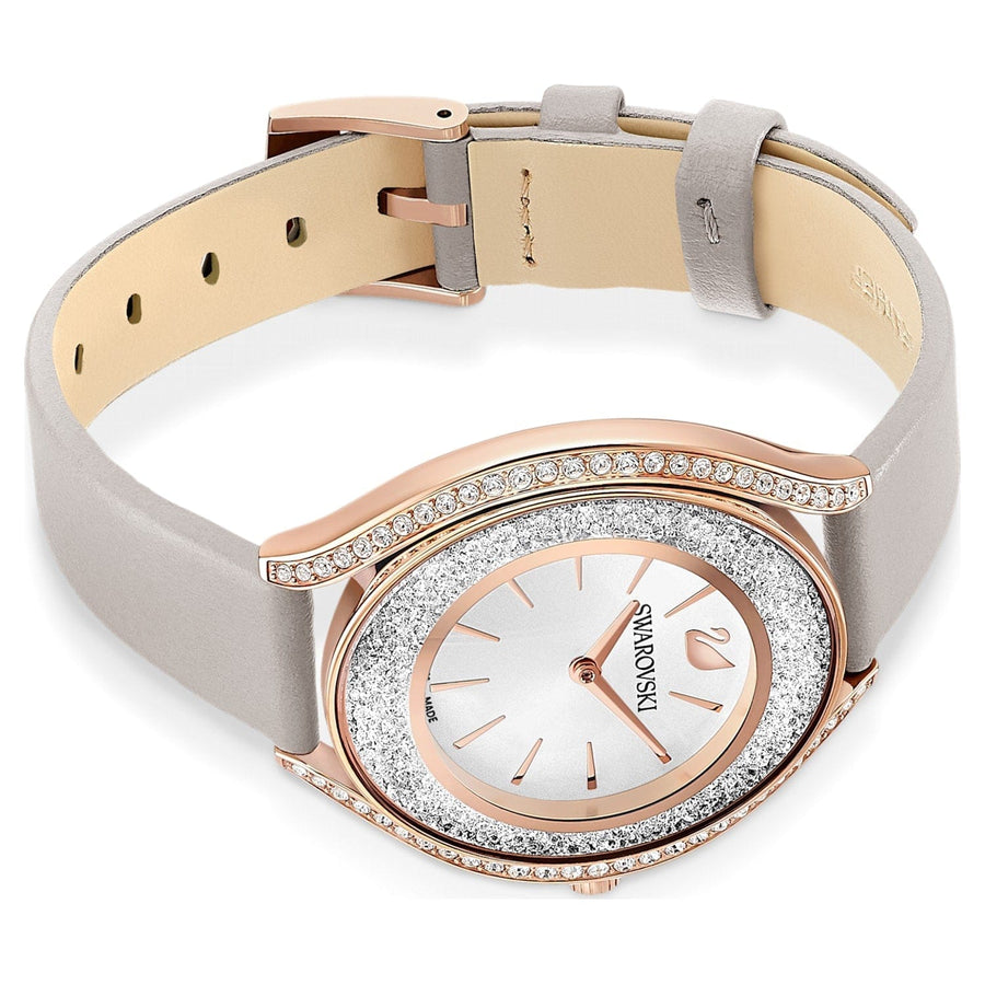 Swarovski Crystalline Aura Silver Dial Beige Leather Strap Watch for Women - 5519450