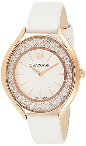 Swarovski Crystalline Aura Silver Dial White Leather Strap Watch for Women - 5519453