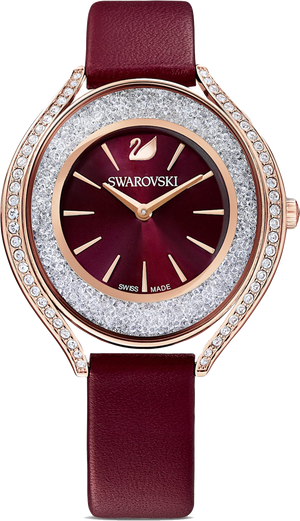 Swarovski Crystalline Aura Red Dial Red Leather Strap Watch for Women - 5558637