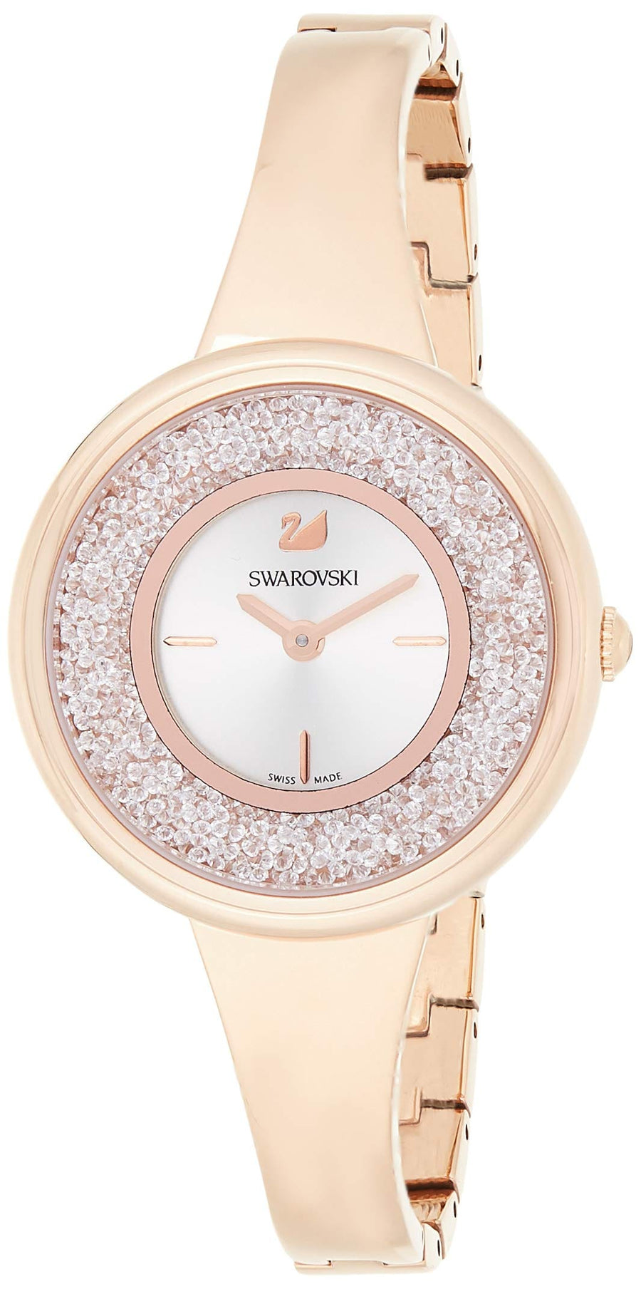Swarovski Crystalline Bracelet White Dial Rose Gold Steel Strap Watch for Women - 5269250
