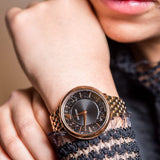 Swarovski Crystalline Chic Analog Black Dial Rose Gold Steel Strap Watch for Women - 5544587