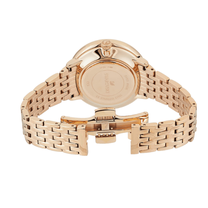 Swarovski Crystalline Chic Analog Black Dial Rose Gold Steel Strap Watch for Women - 5544587