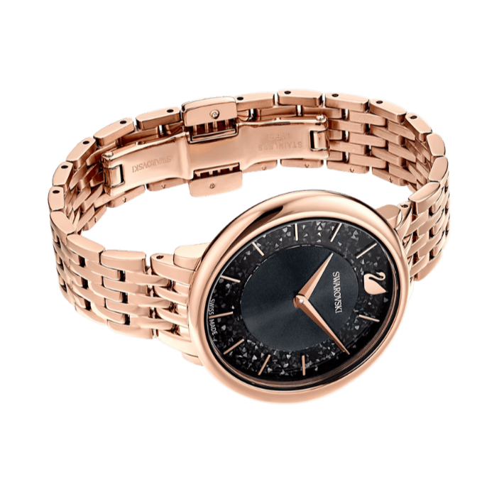 Swarovski Crystalline Chic Analog Black Dial Rose Gold Steel Strap Watch for Women - 5544587