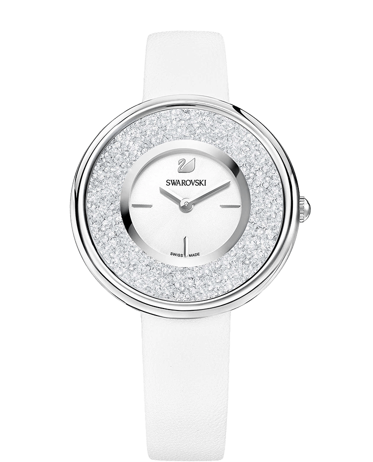 Swarovski Crystalline Pure White Dial White Leather Strap Watch for Women - 5275046