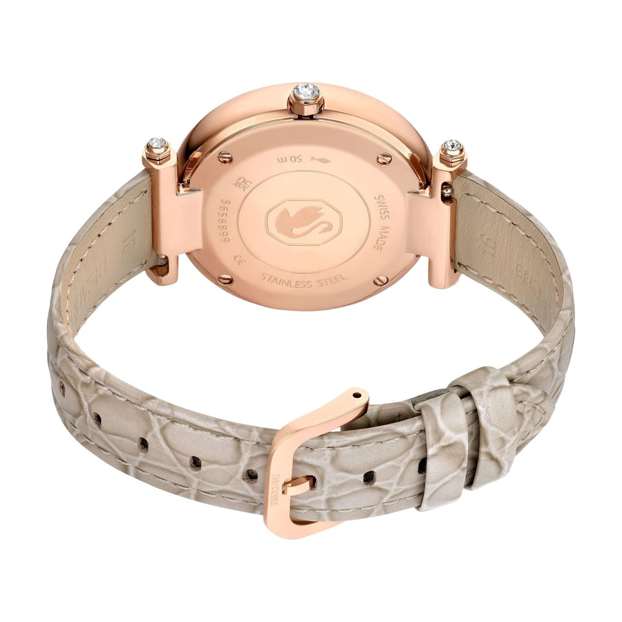 Swarovski Crystalline Wonder Silver Dial Beige Leather Strap Watch for Women - 5656899