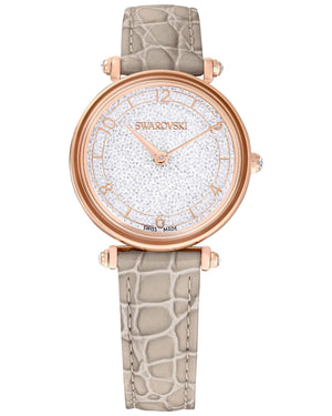 Swarovski Crystalline Wonder Silver Dial Beige Leather Strap Watch for Women - 5656899