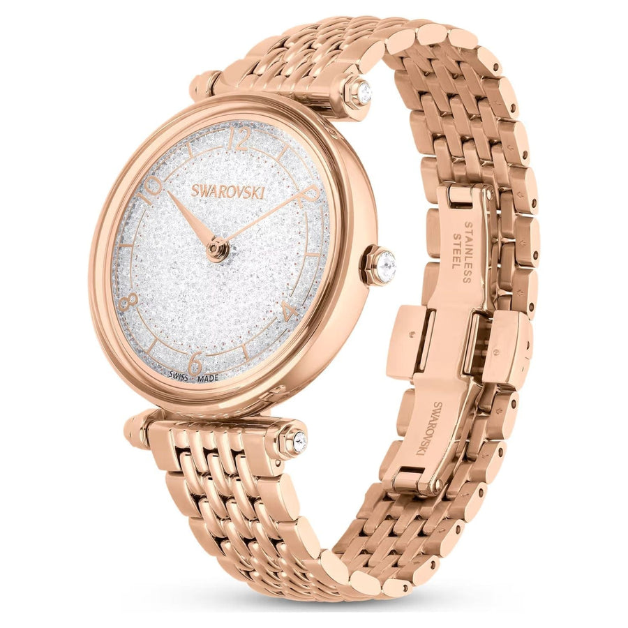Swarovski Crystalline Wonder Silver Dial Rose Gold Steel Strap Watch for Women - 5656911