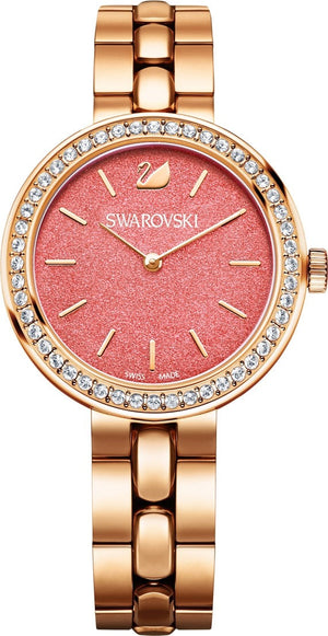 Swarovski Daytime Quartz Coral Dial Rose Gold Steel Strap Watch for Women - 5182250