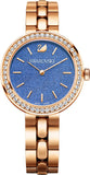 Swarovski Daytime Glittering Blue Dial Rose Gold Steel Strap Watch for Women - 5182277