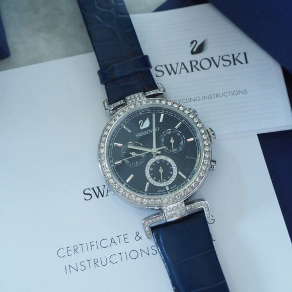 Swarovski Era Journey Blue Dial Blue Leather Strap Watch for Women - 5479239