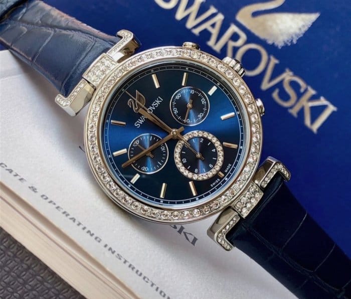 Swarovski Era Journey Blue Dial Blue Leather Strap Watch for Women - 5479239