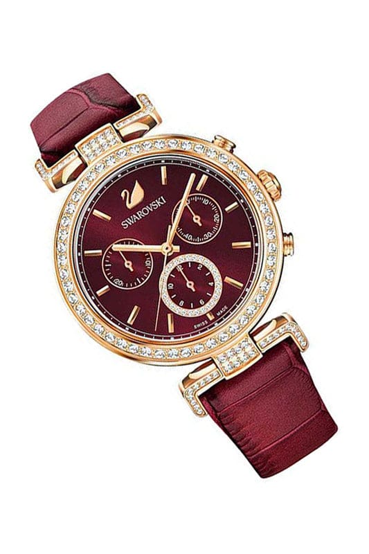 Swarovski Era Journey Red Dial Red Leather Strap Watch for Women - 5416701