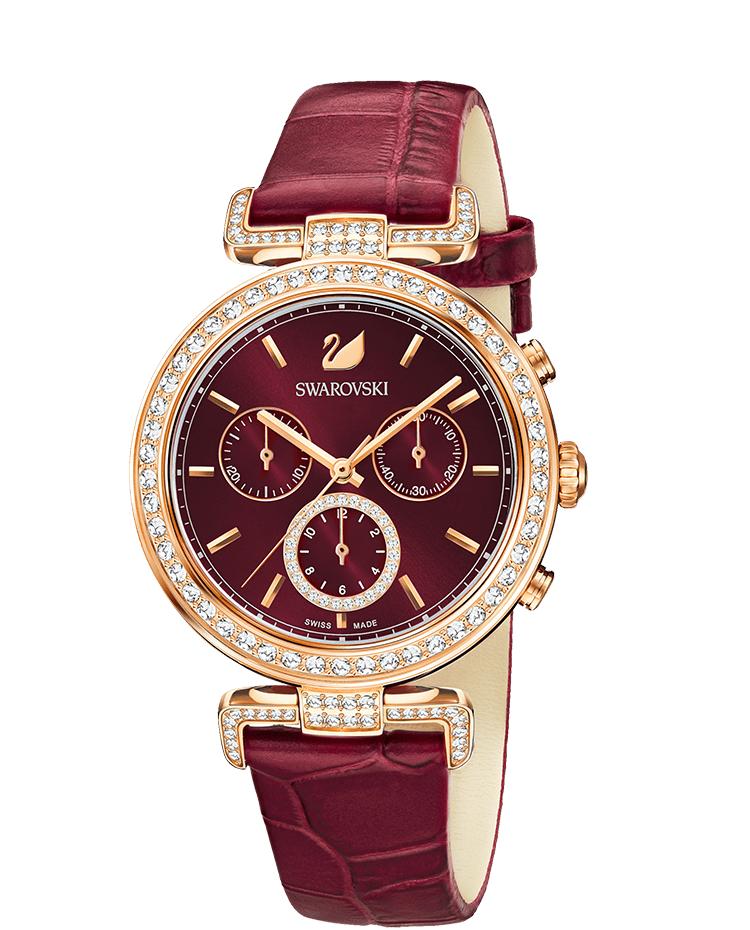 Swarovski Era Journey Red Dial Red Leather Strap Watch for Women - 5416701