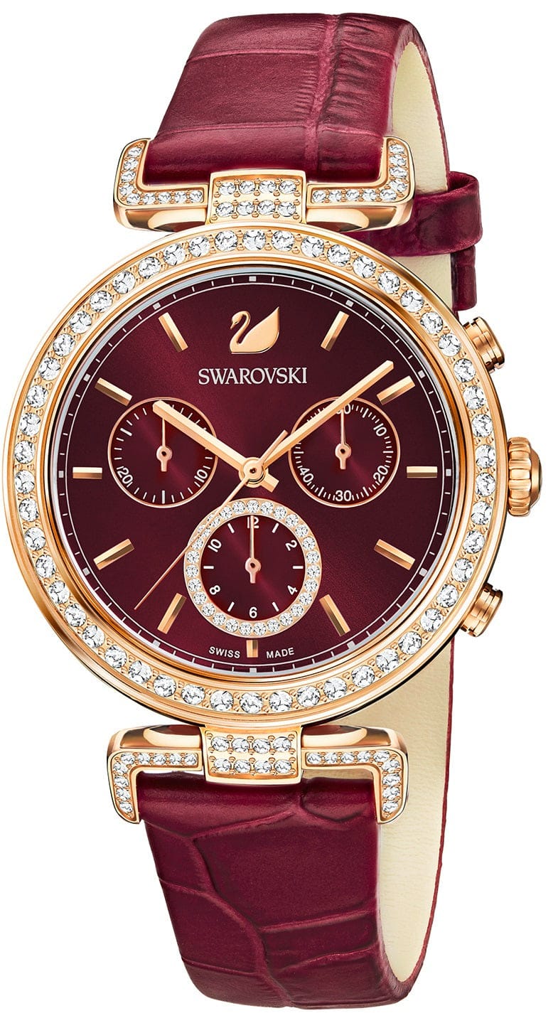 Swarovski Era Journey Red Dial Red Leather Strap Watch for Women - 5416701
